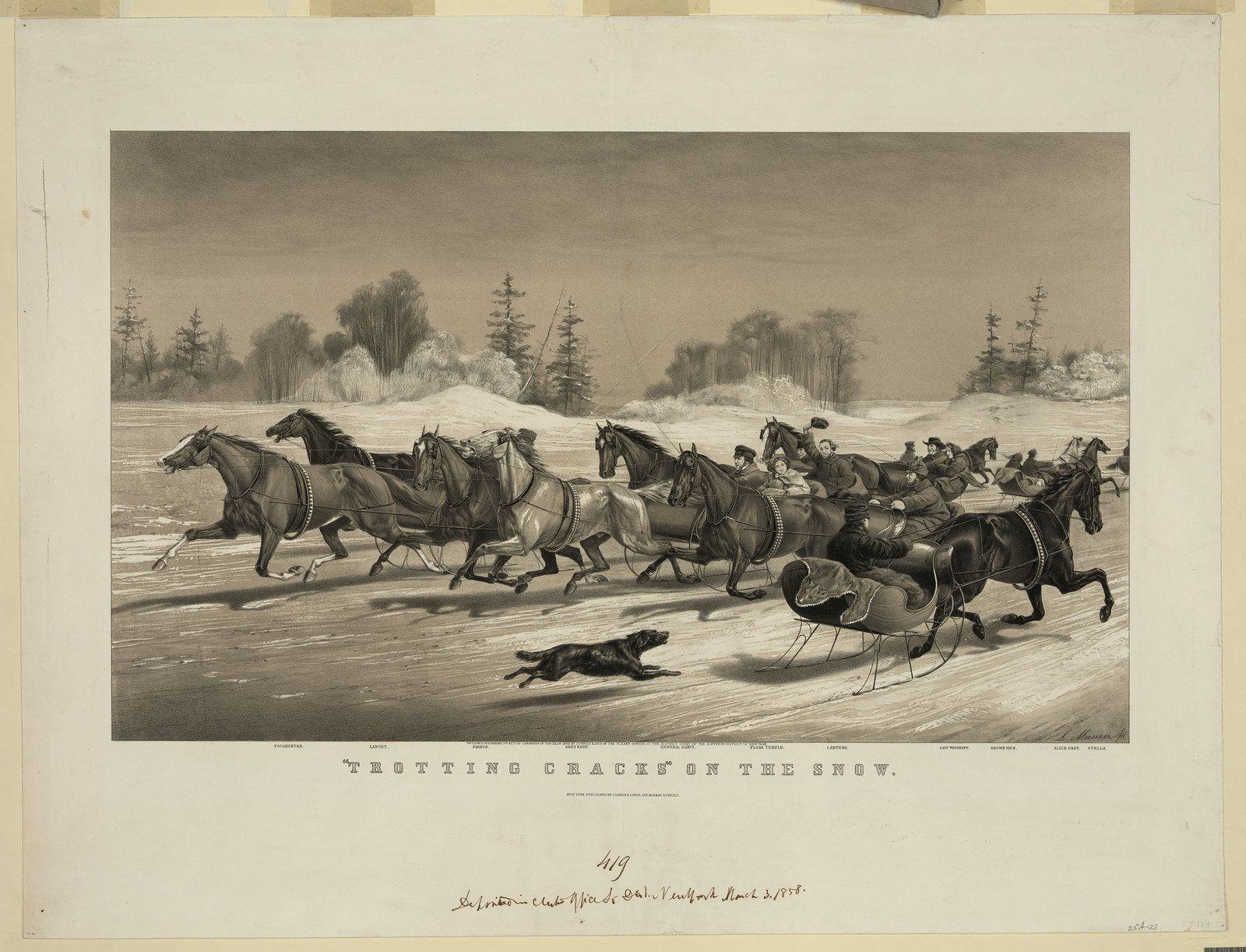 Trotting Cracks on the Snow — historic image
