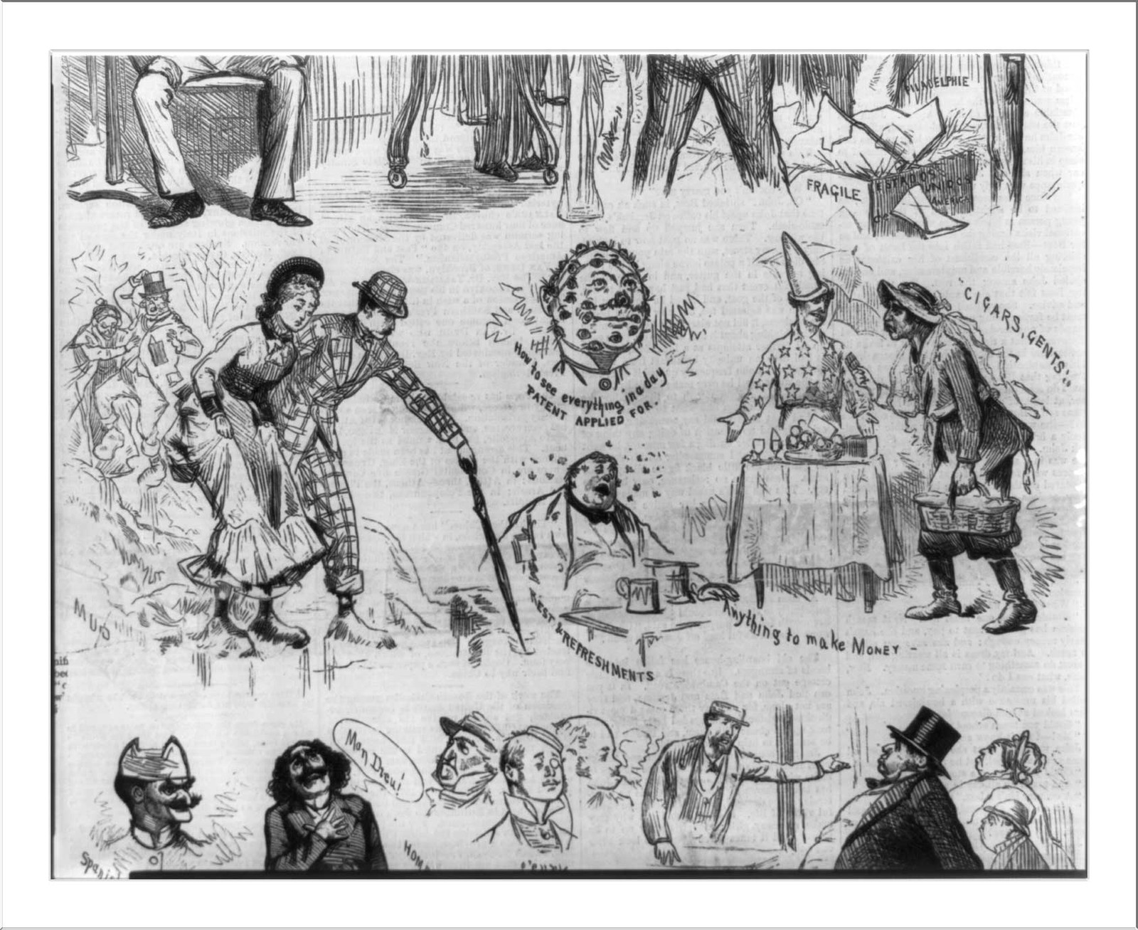 The Centennial - Bits from our artist's sketch-book, 1876 — antique engraving