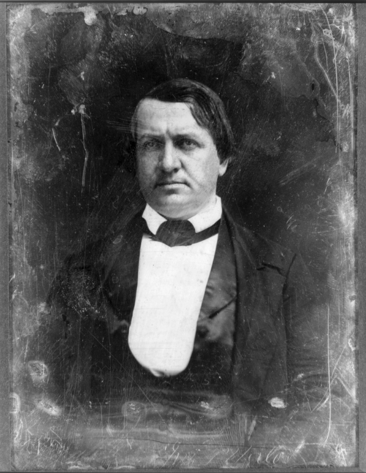 Daguerreotype portrait of a man, head and shoulders, 1844 — historic photograph