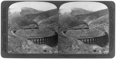 Climbing the last loop, on the mountain railway to Morenci Copper Mines, Arizona