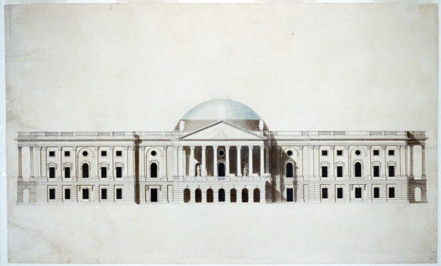 [U.S. Capitol, Washington, D.C. East elevation, low dome], and Engineering (ADE) Drawings — historic image