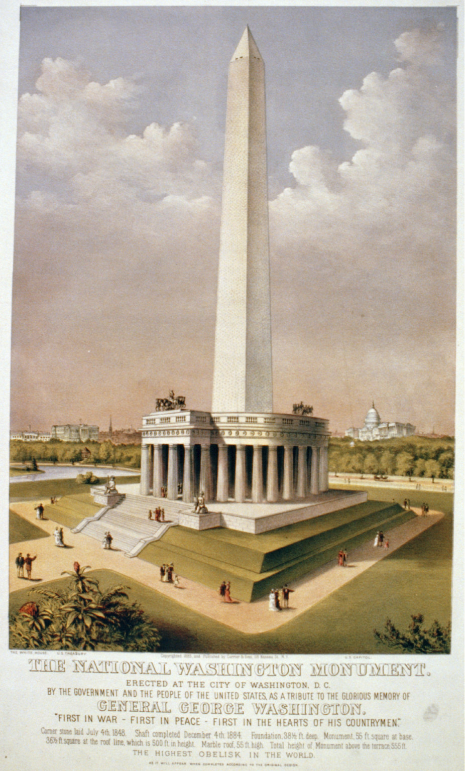 The National Washington Monument, New York : Published by Currier & Ives, c1885. — antique lithograph