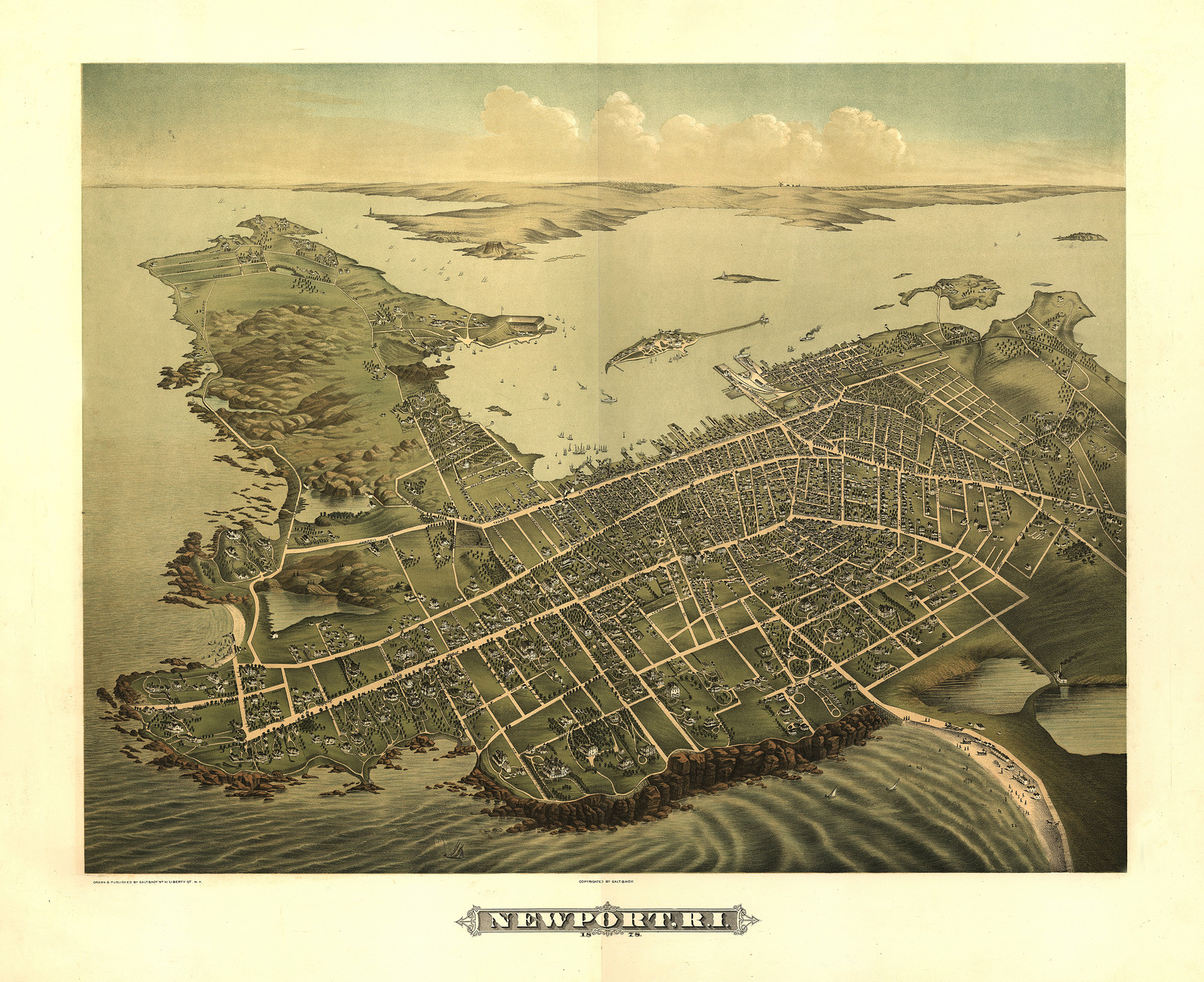 RI Newport 1878 MAP, 1878 — antique map