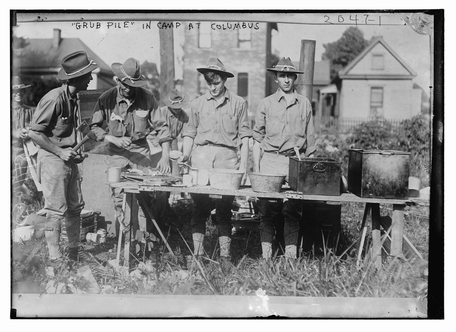 Grub Pile in camp at Columbus, n/a — historic photograph