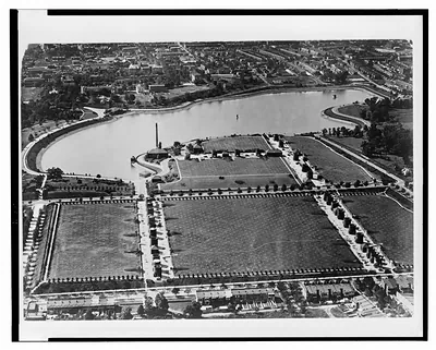 Aerial view of McMillan Reservoir in northwest