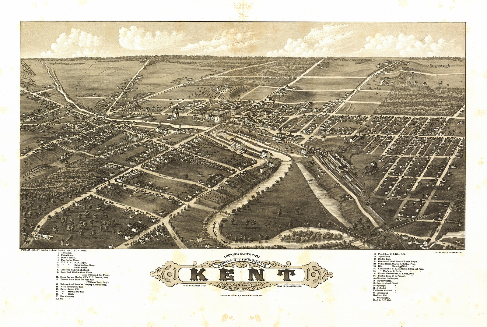 OH Kent 1882 MAP, 1882 — antique map