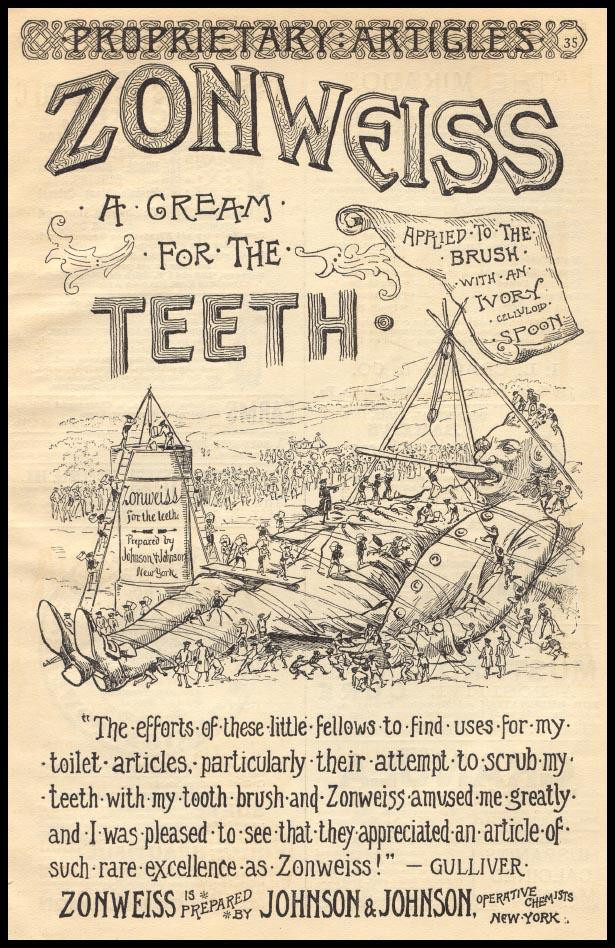 Zonweiss: A Cream for the Teeth, Johnson & Johnson advertisement — historic image