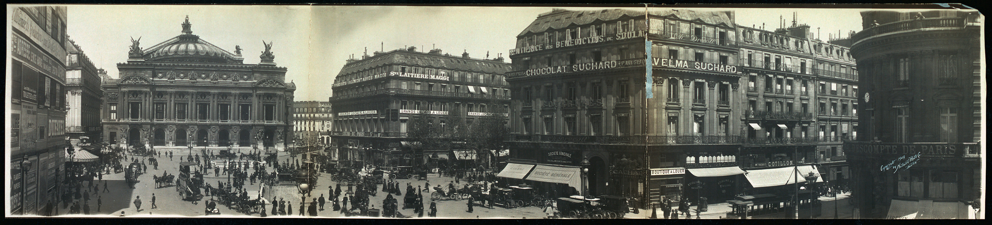 Panoramic view of Place de LOpera, Paris, France, 1909, 1909 — historic image