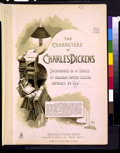 [Title page of The Characters of Charles Dickens pourtrayed in a series of original water colour sketches by 'Kyd'"]"