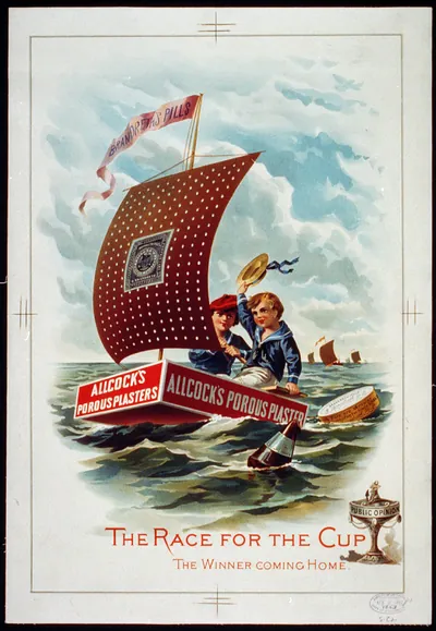 Allcock's porous plasters. The race for the cup - the winner coming home