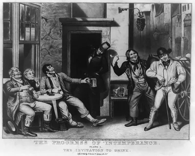 The progress of intemperance: plate I. the invitation to drink