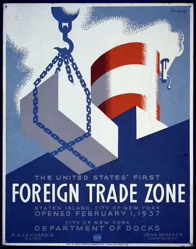 The United States first foreign trade zone Staten Island city of New York opened Febr