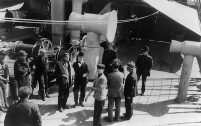 Immigrants on deck of Fried. der Grosse" in steerage"