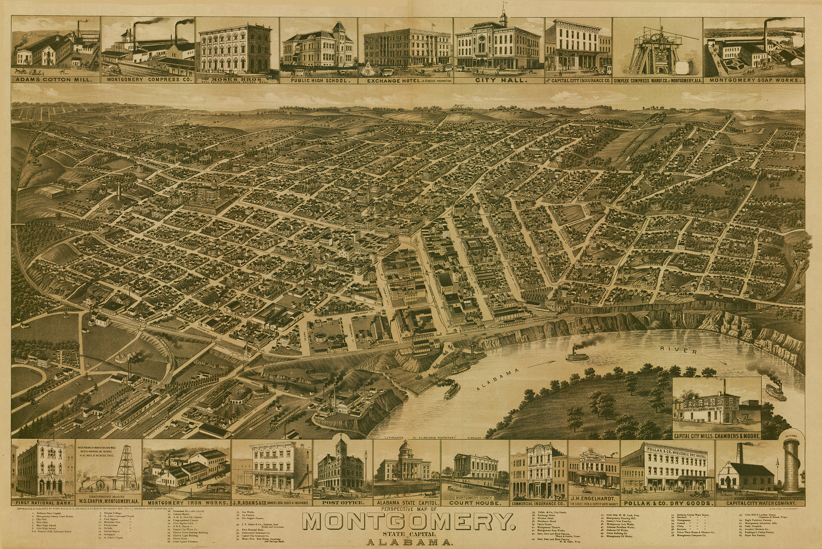 AL Montgomery 1887 MAP, 1887 — antique map