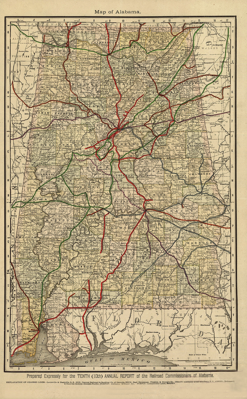 Map of Alabama FL, 1888 — antique map