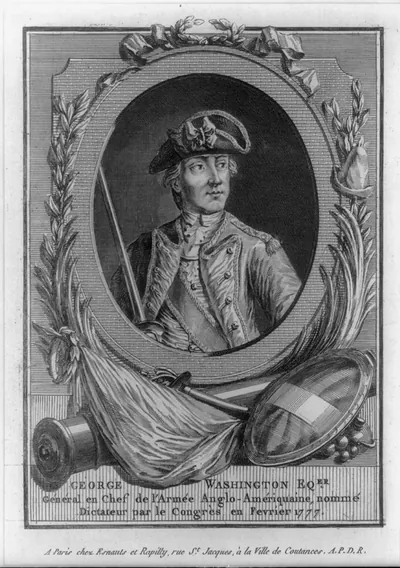George Washington Equer. général en chef de l'armée Anglo-Amériquaine, nommé dictateur par congrès en Fevrier 1777