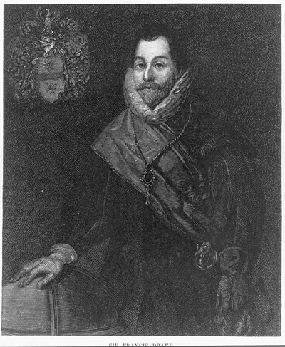 [Sir Francis Drake, 1540?-1596, half-length portrait, facing left]