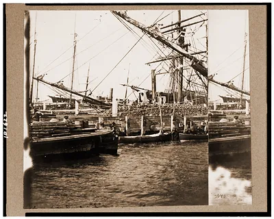 View of boats and ships at wharf Charleston South Carolina