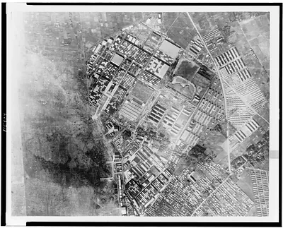 [Aerial view of Tachikawa Aircraft Co., Tackikawa, Japan]