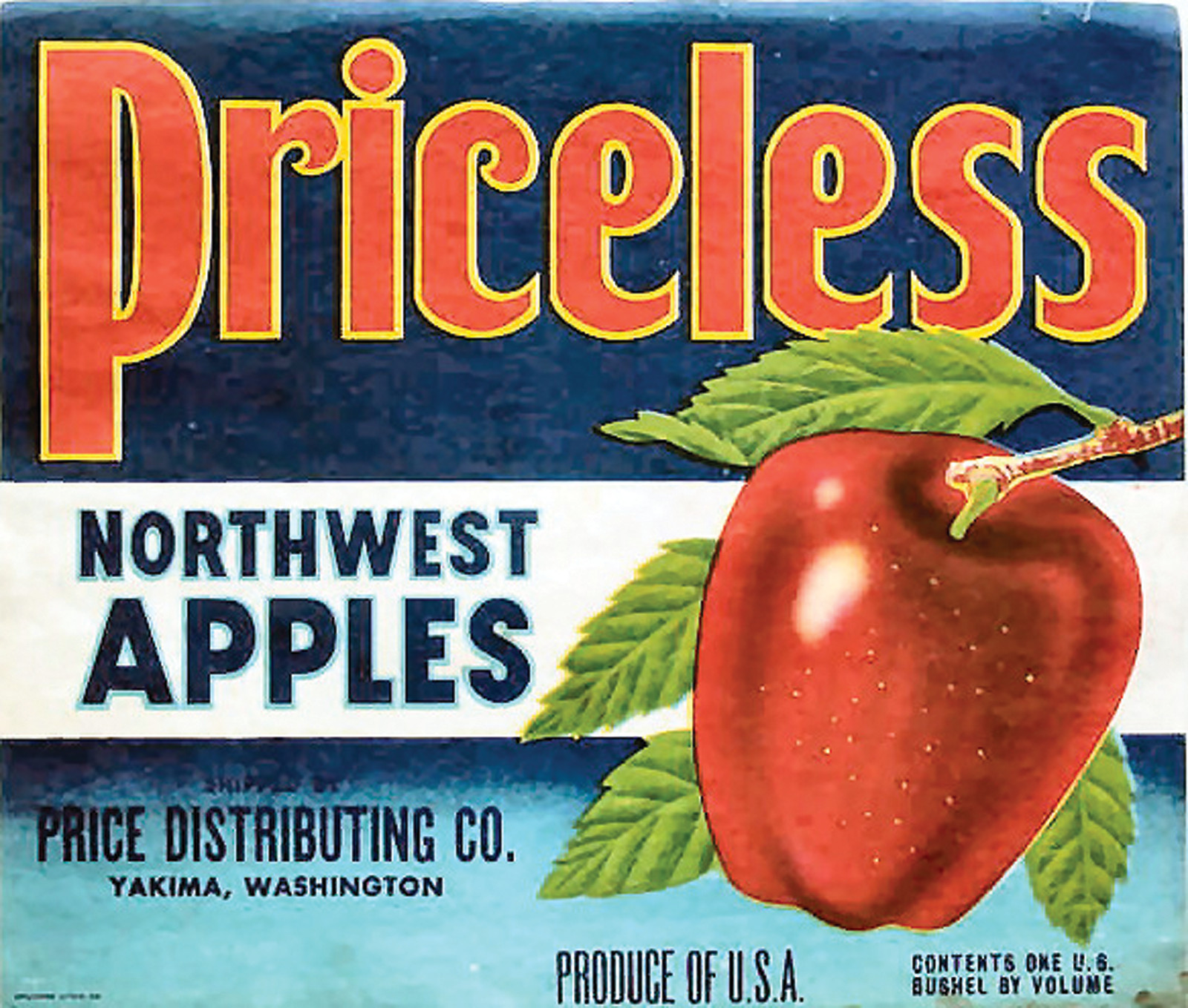 Priceless Northwest Apples crate label, Price Distributing Co., Yakima — historic image