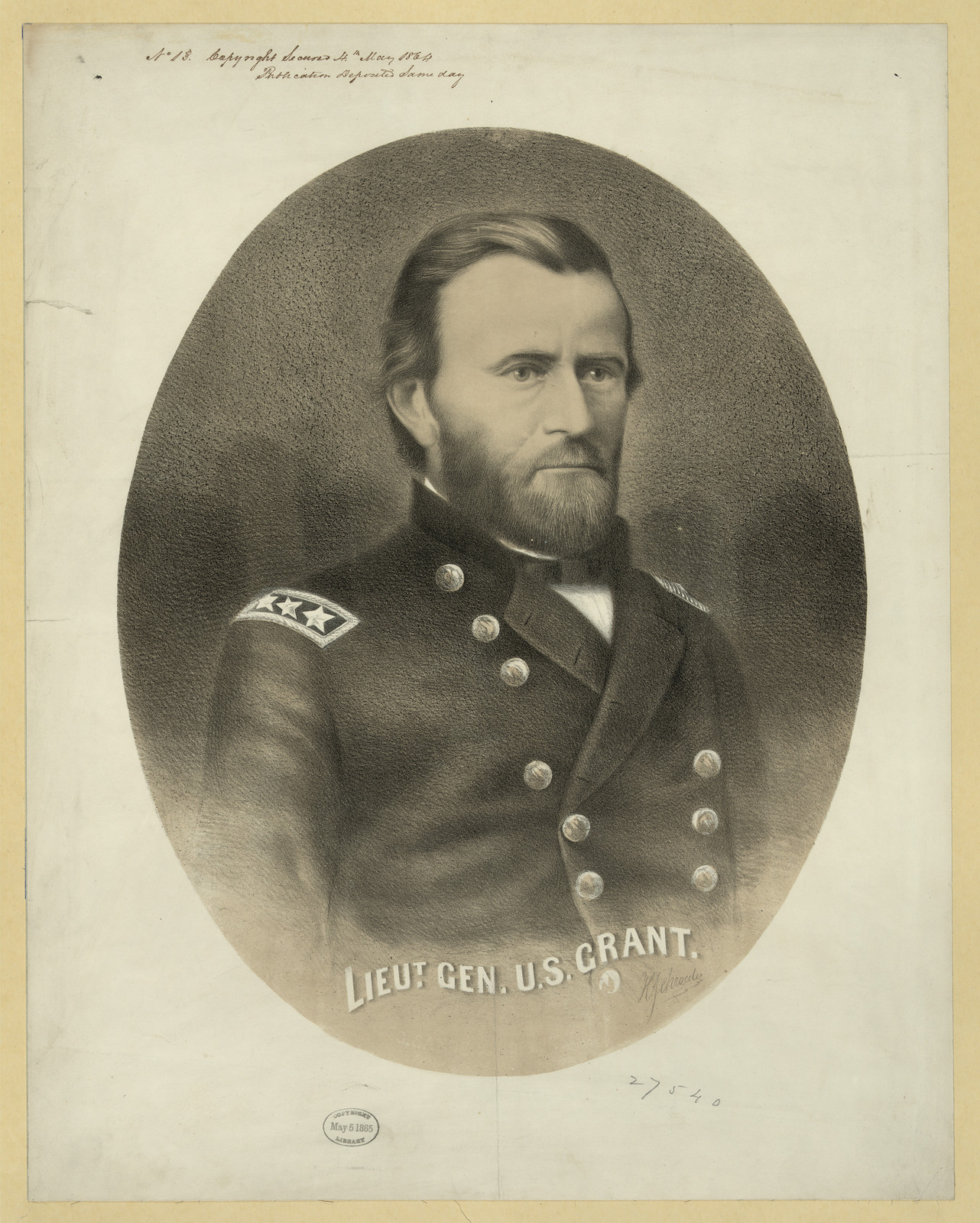 Lieut. Gen. U.S. Grant, oval portrait print — historic print
