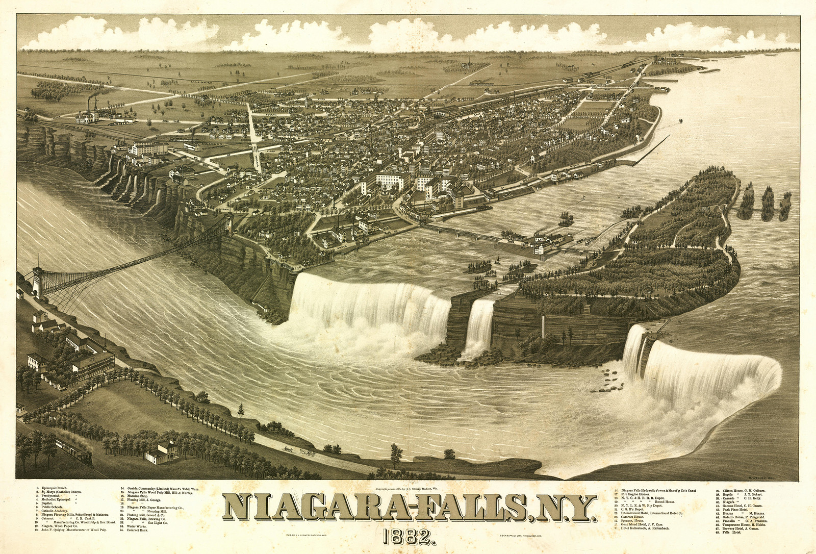 Niagra Falls, New York, 1882, 1882 — antique map