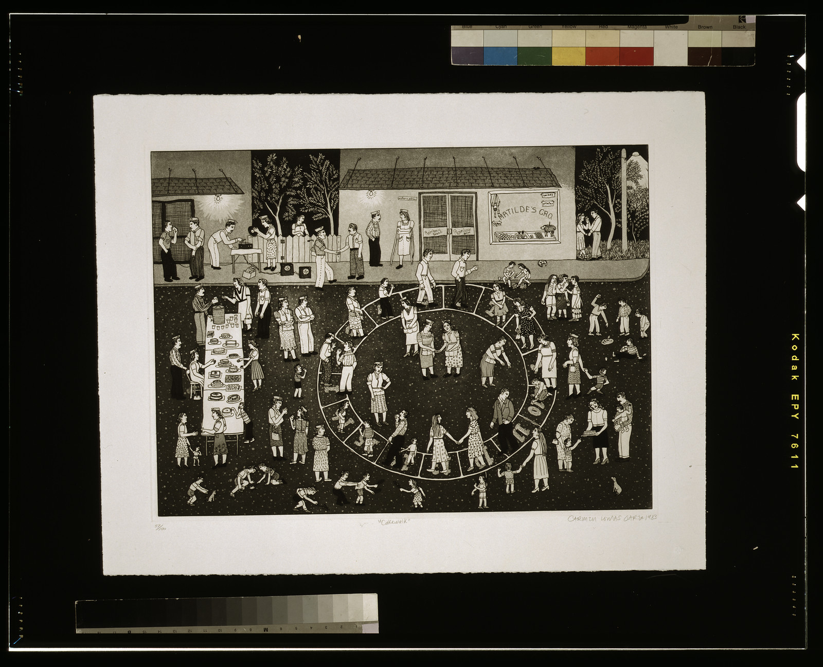 Cakewalk" / Carmen Lomas Garza 1983.", 1983 — historic print