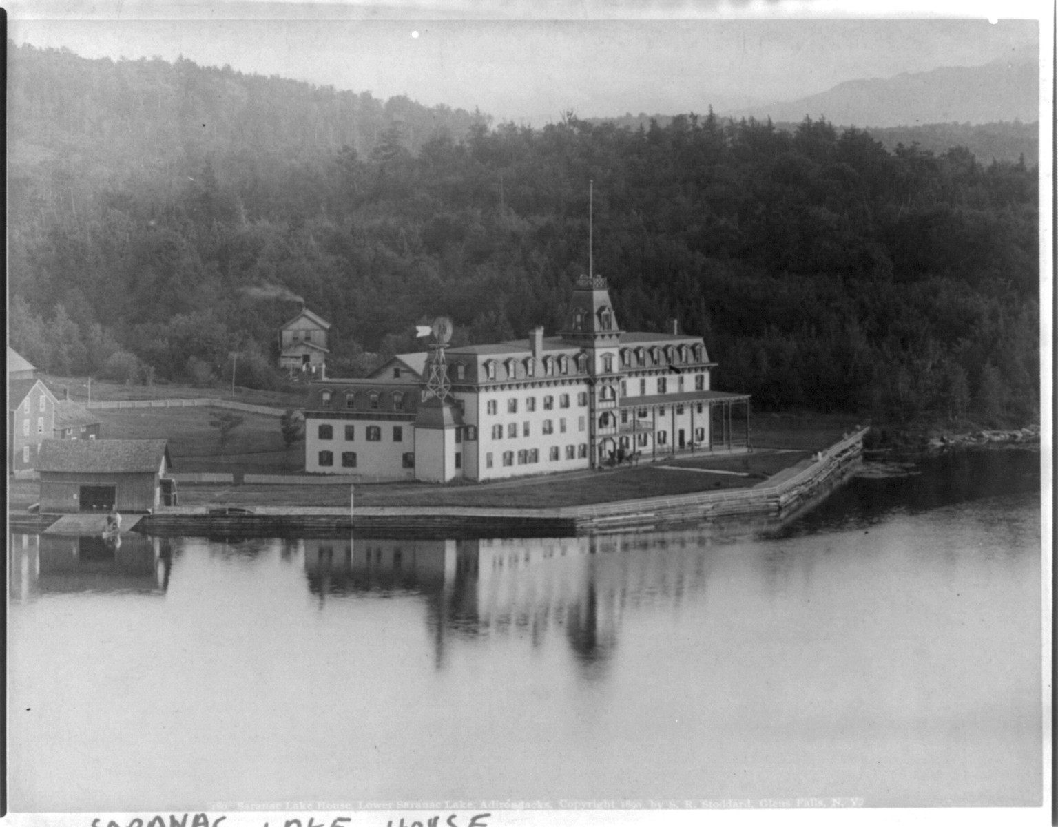 Saranac Lake House, lower Saranac Lake, Adirondack Mountains, c1890. — historic photograph