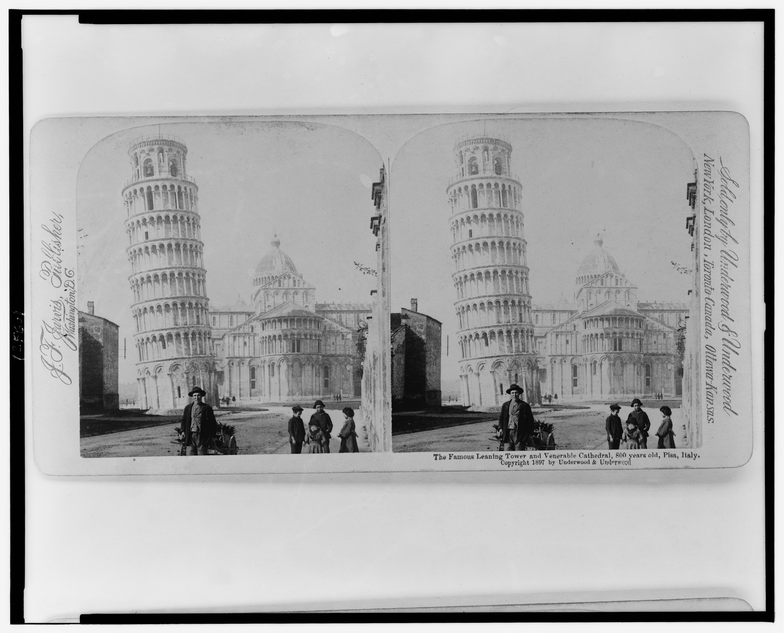 The famous Leaning Tower of Pisa and Venerable Cathedral, 800 years old, Pisa, Italy, Washington, D.C. : J.F. Jarvis, publisher, c1897. — historic photograph