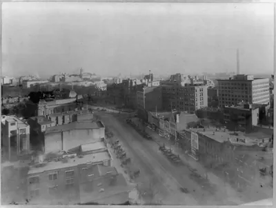 [Washington, D.C., Pennsylvania Avenue, high view of the avenue looking east]