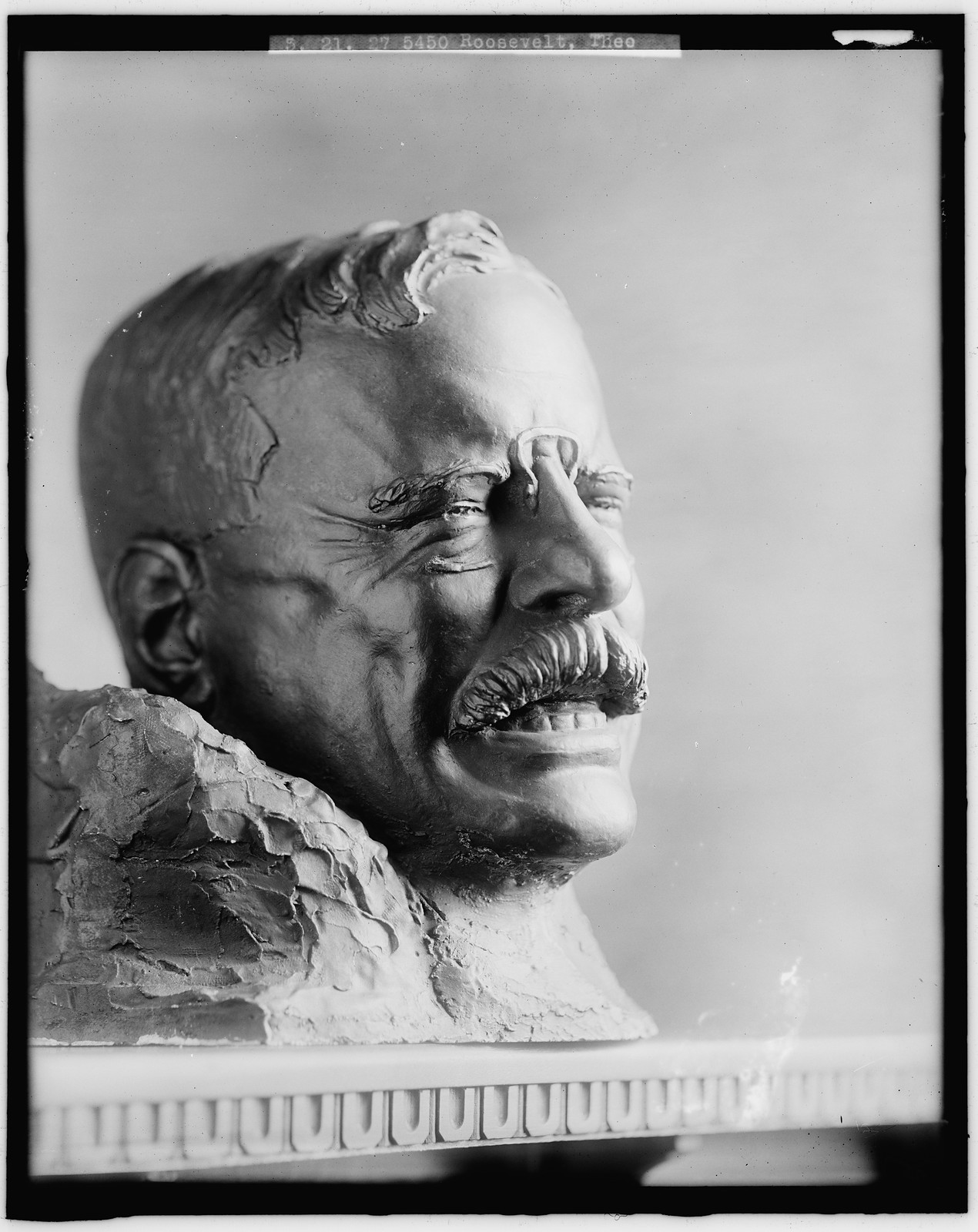 Bust of Theodore Roosevelt, sculpted head in profile — historic image