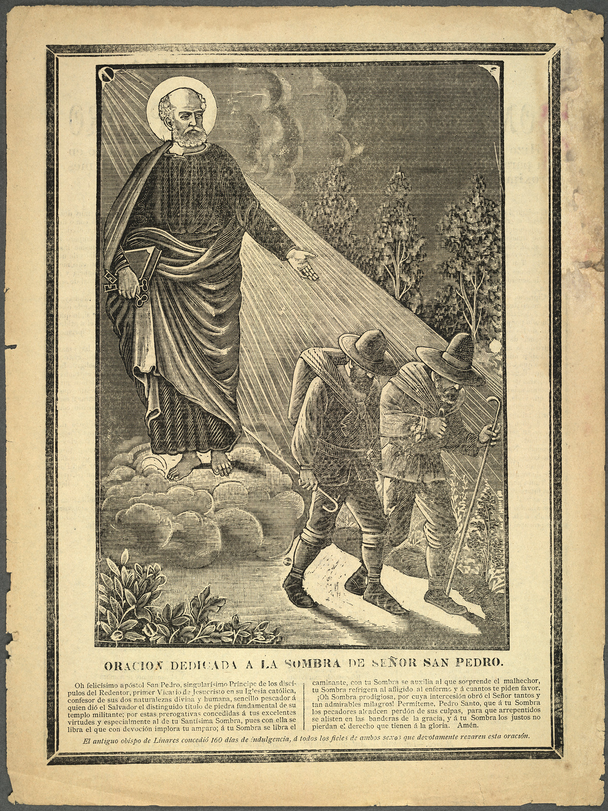 Prayer dedicated to the shadow of Saint Peter, with pilgrims — historic image