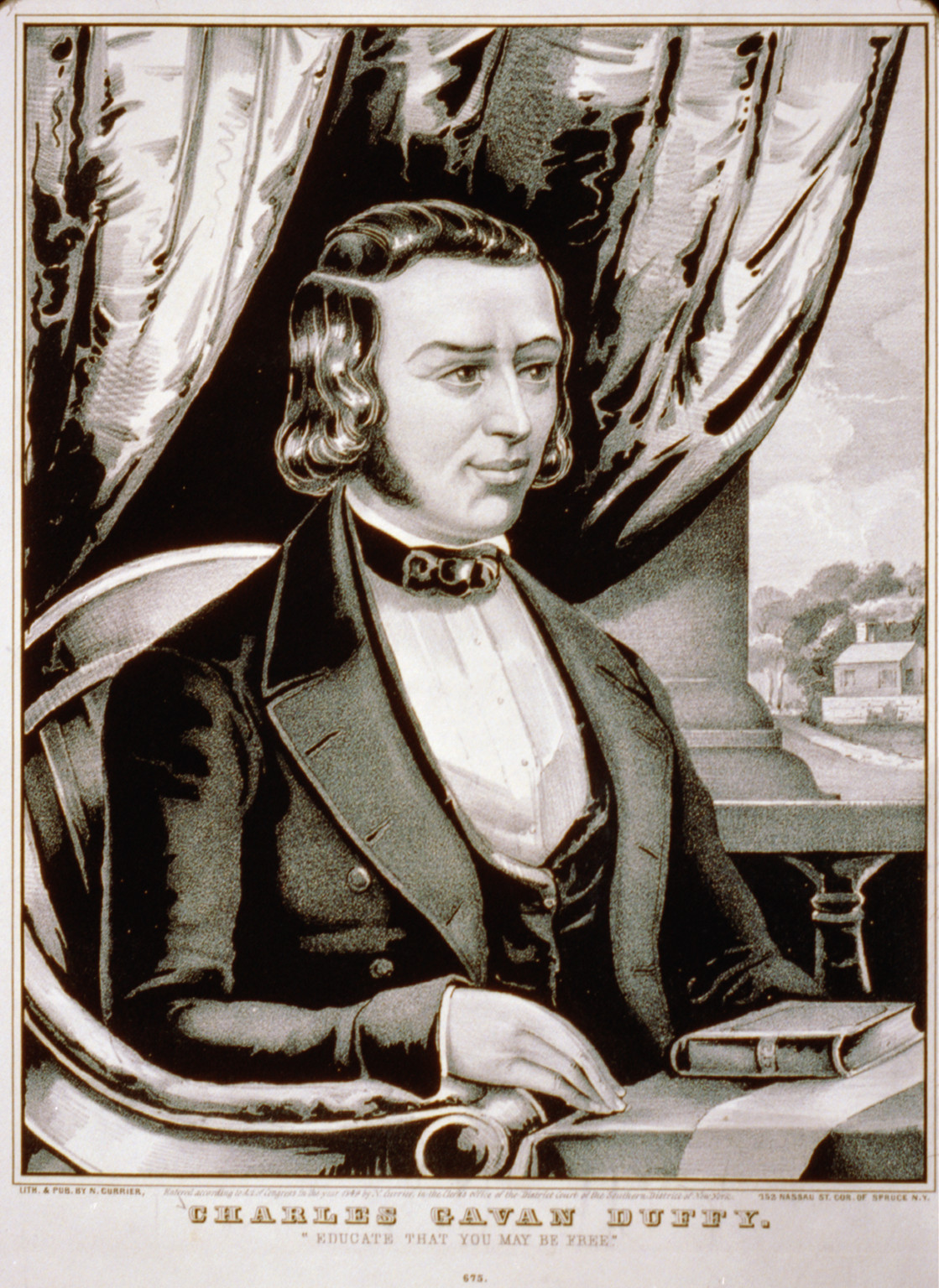 Charles Gavan Duffy: Educate that you may be free"", [New York] : N. Currier, 1849. — antique lithograph