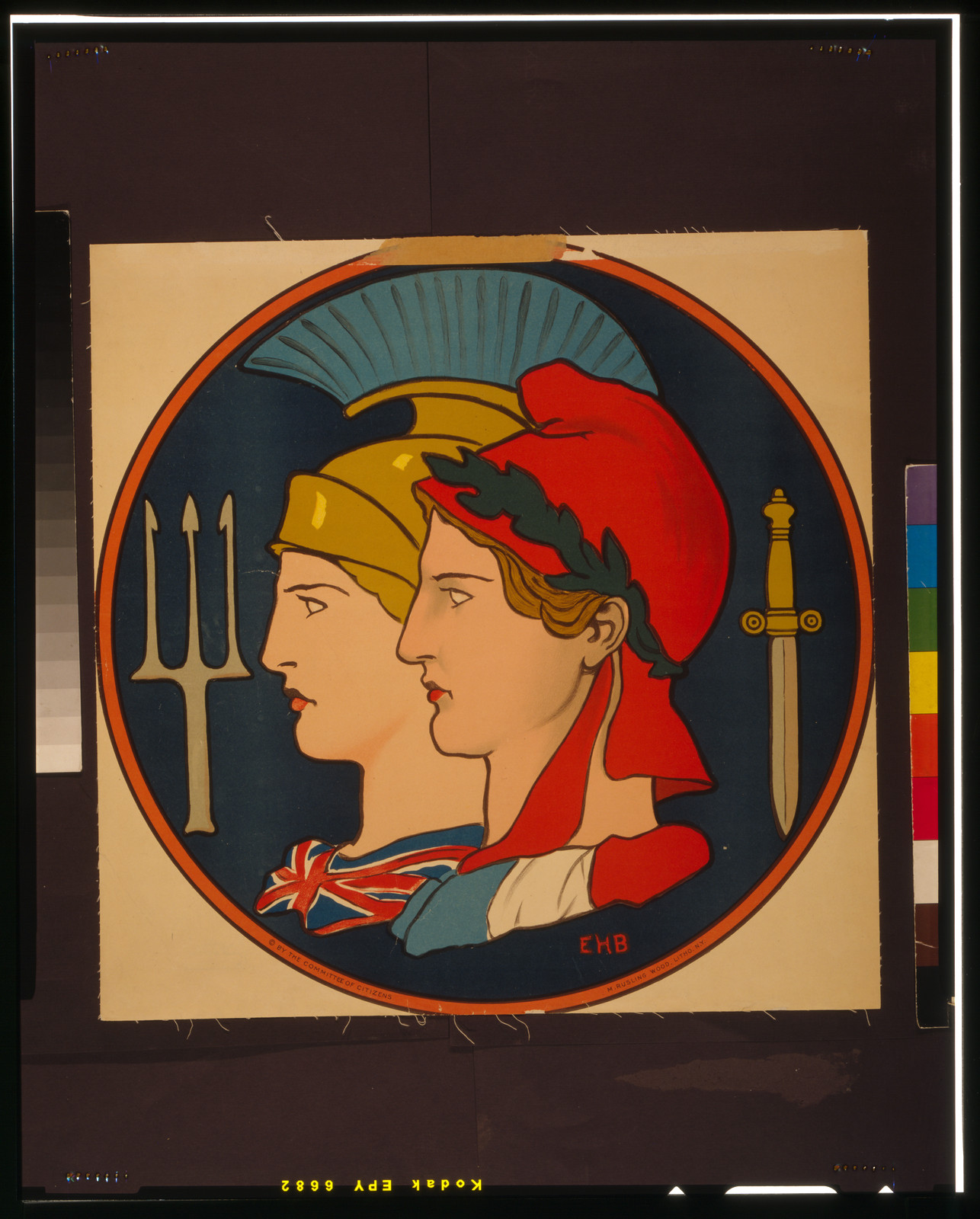[Emblem of France and Great Britain] / EHB M. Rusling Wood Litho. N.Y., 1917 — vintage poster