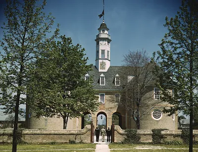 The Capitol of the Virginia Colony During the 18th century, Which Was Reconstructed and Restored to its Original State by John D. Rockefeller, Jr., During the 1930's, Williamsburg, Va. The Capitol Originally Erected in 1701-5 Was the Meeting Place of the Virginia General Assembly and General Court [and] is Flying the Old type of British Flag with the permission of England and the United States