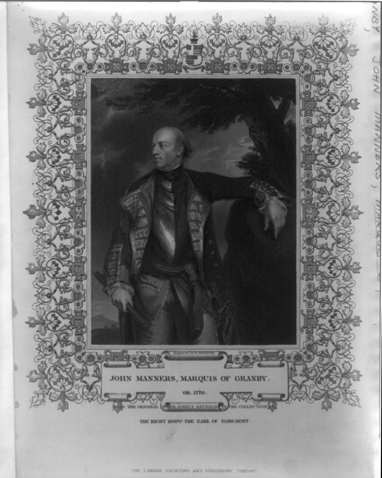 John Manners, marquis of Granby, 1721-1770, [no date recorded on caption card] — antique engraving