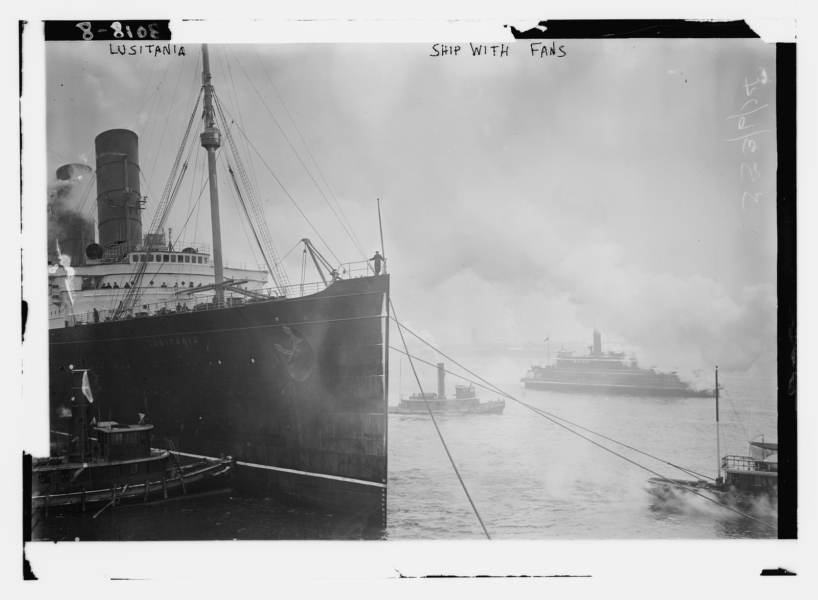 LUSITANIA -- Ship with fans, n/a — historic photograph