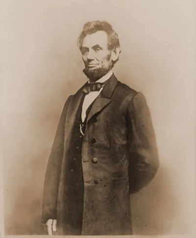 Abraham Lincoln three-quarter length portrait standing facing left
