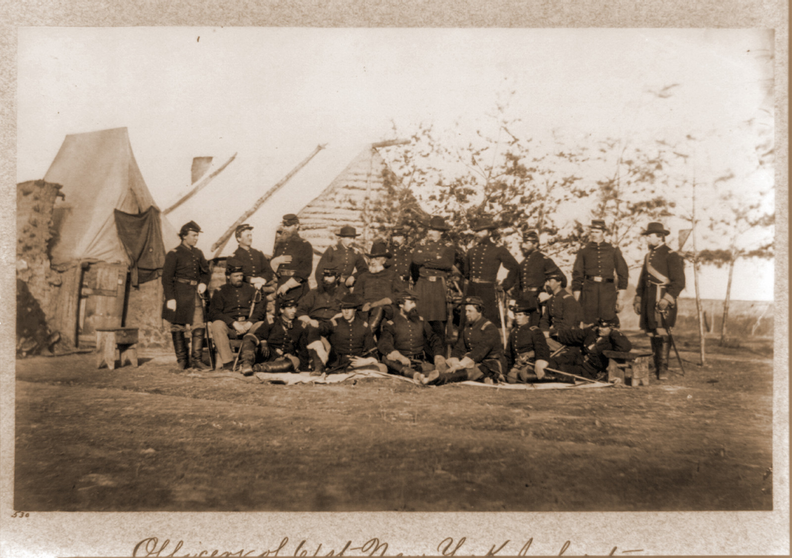 Officers of 61st New York Infantry Falmouth Va. April 1863, 1863 — historic image
