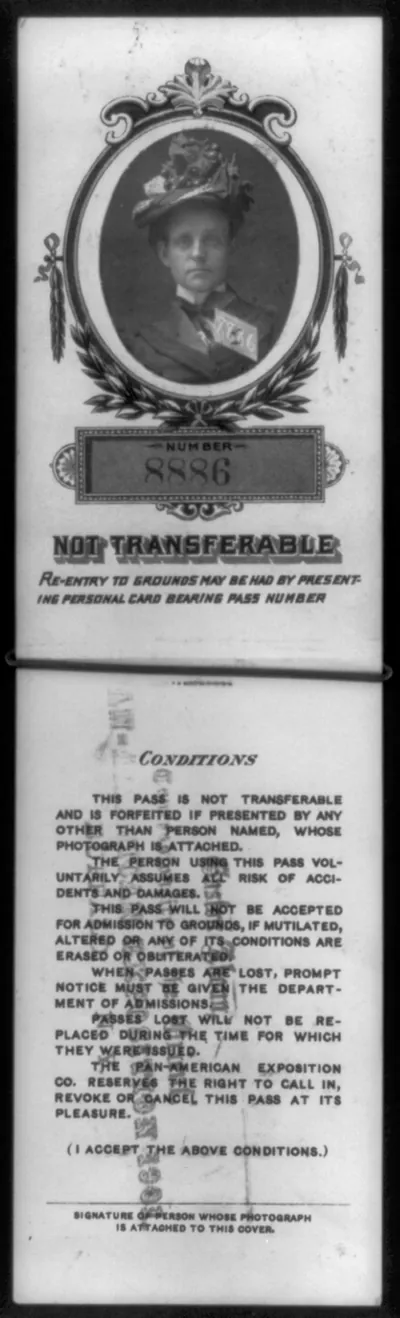 [Inside of passport issued to F.B.J. for Pan-American Expo., Buffalo, showing bust photo]