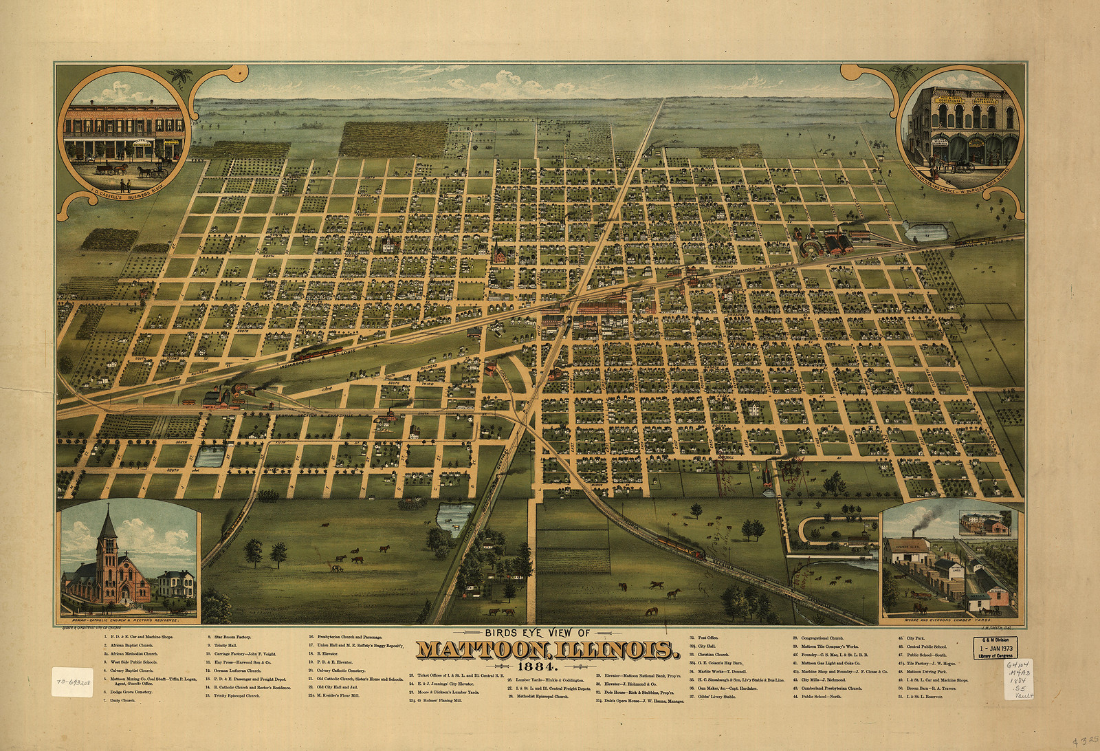 Mattoon, Illinois, 1884, 1884 — antique map