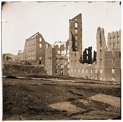 Richmond Virginia. Ruined buildings in the burnt district