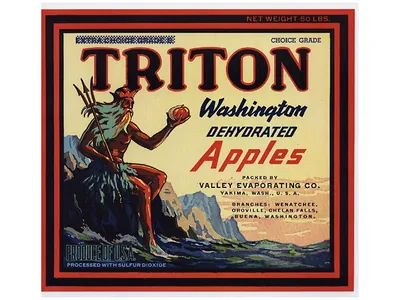 Triton Washington Dehydrated Apples crate label