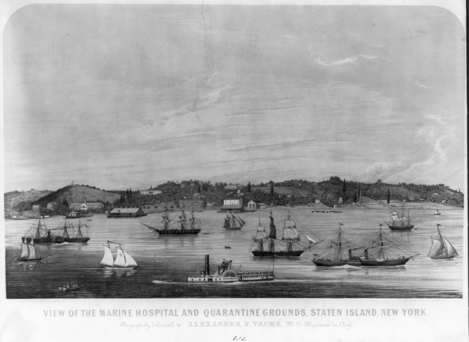 View of the marine hospital and quarantine grounds, Staten Island, New York, c1854 Dec. 19. — historic print