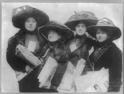 Women strikers selling newspapers for a living. New York shirt waist workers strike