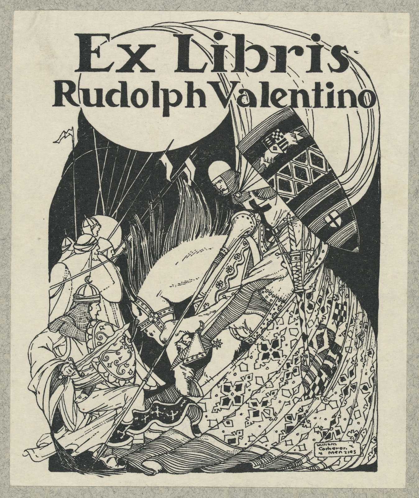 Ex Libris Rudolph Valentino bookplate — historic image