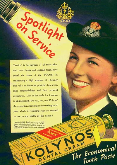 Kolynos dental cream advertisement, Spotlight on Service, WRNS