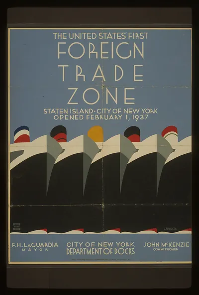 The United States first foreign trade zone Staten Island City of New York opened Febr