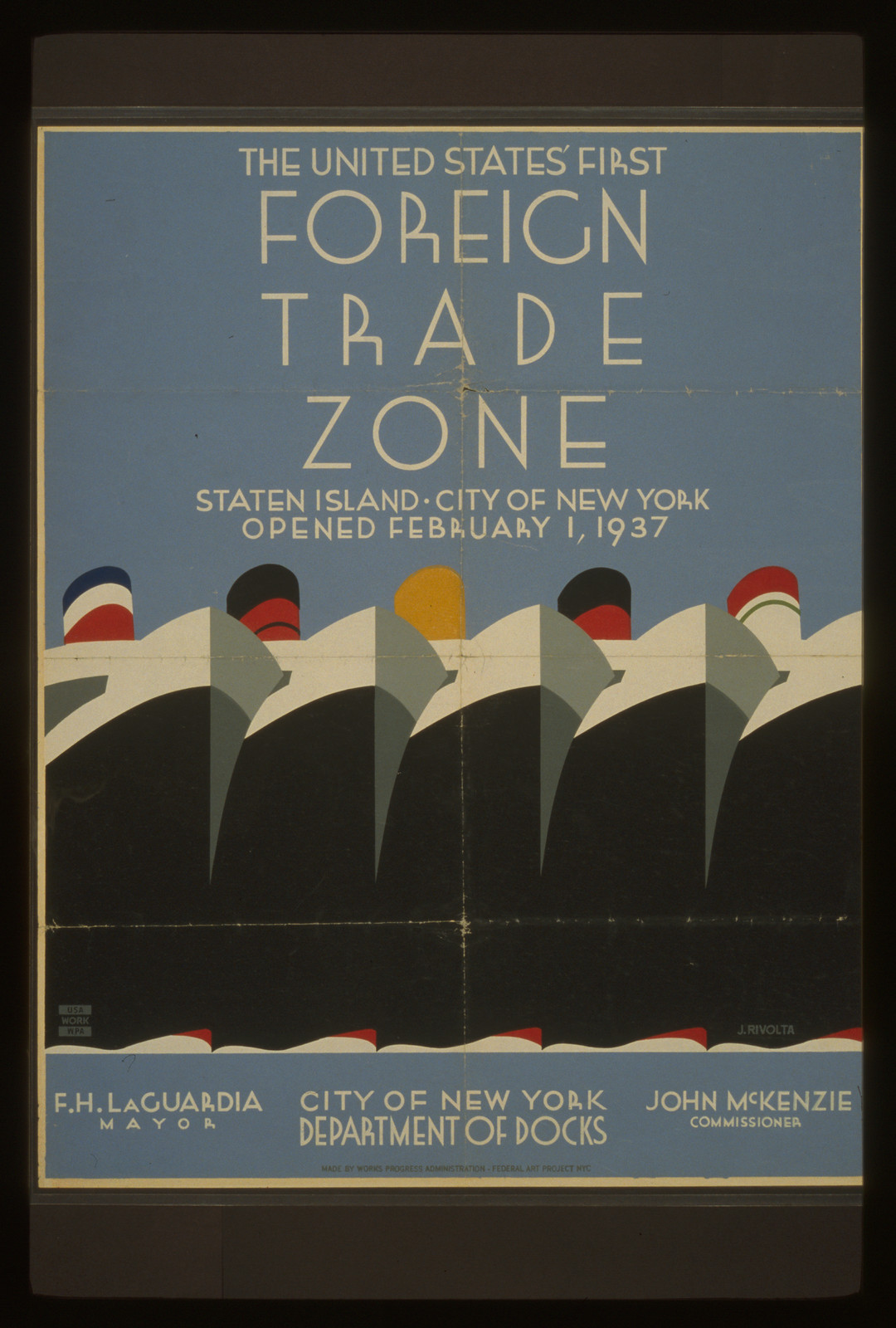 The United States first foreign trade zone Staten Island City of New York opened Febr, 1937 — vintage poster