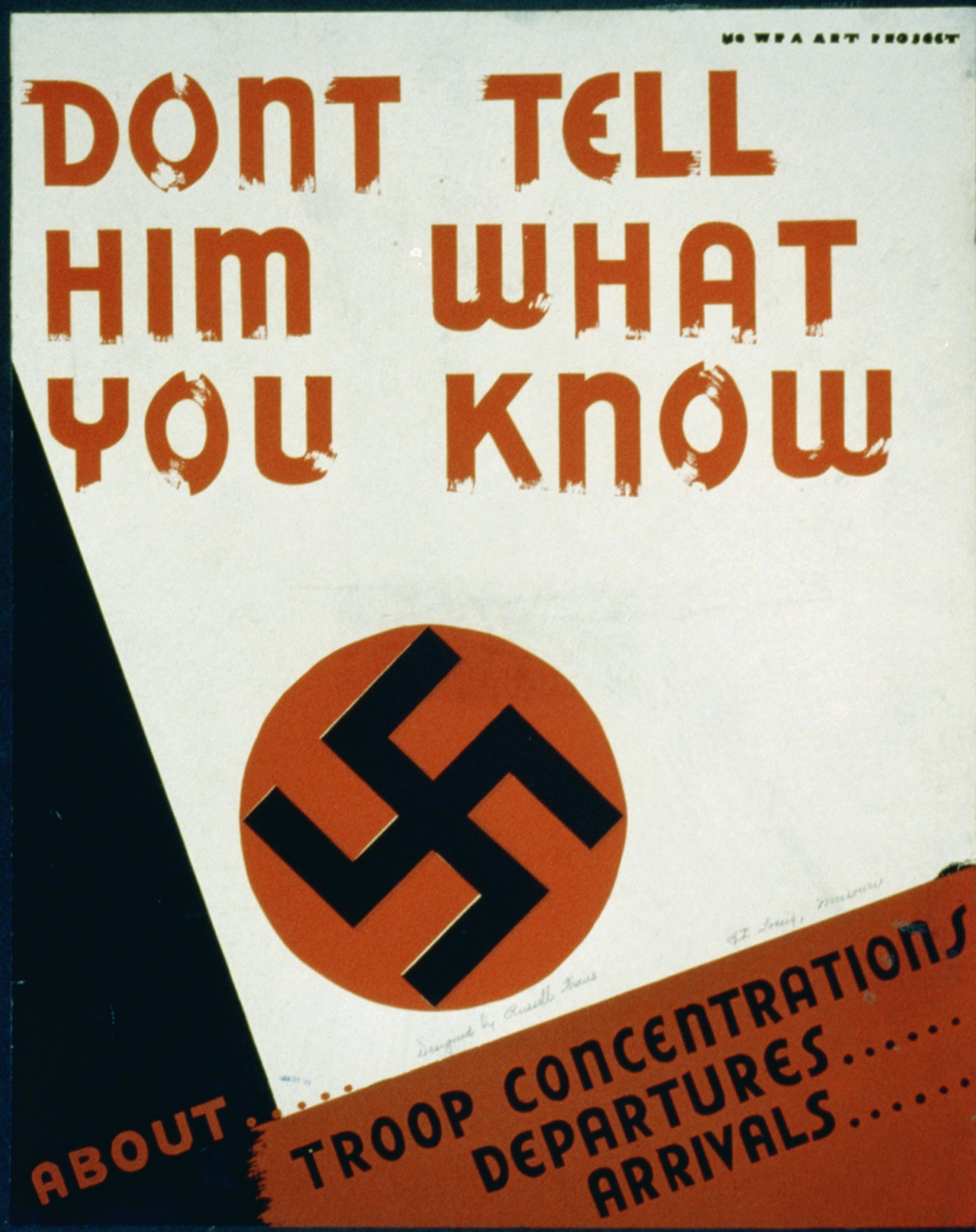 Dont tell him what you know about .... troop concentrations departures .... arrivals, 1941 — vintage poster